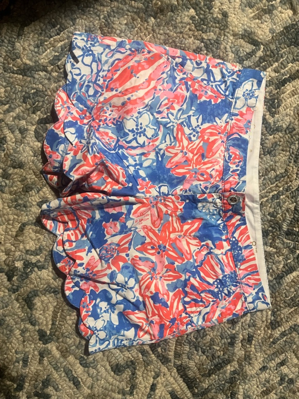 Lilly Pulitzer Coral & Blue Floral Scallop Hem Skort